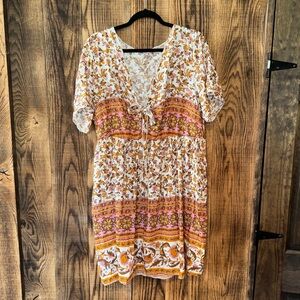 Boho tie front dress